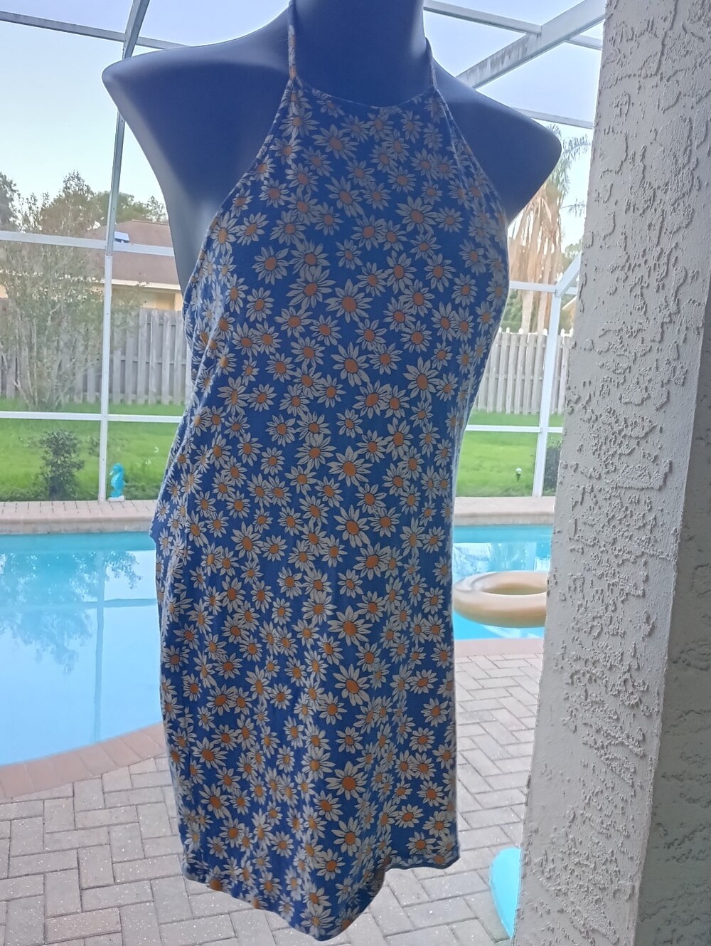 Forever 21 Blue Daisy Halter Mini Dress
